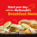 McDonald's Breakfast Menu